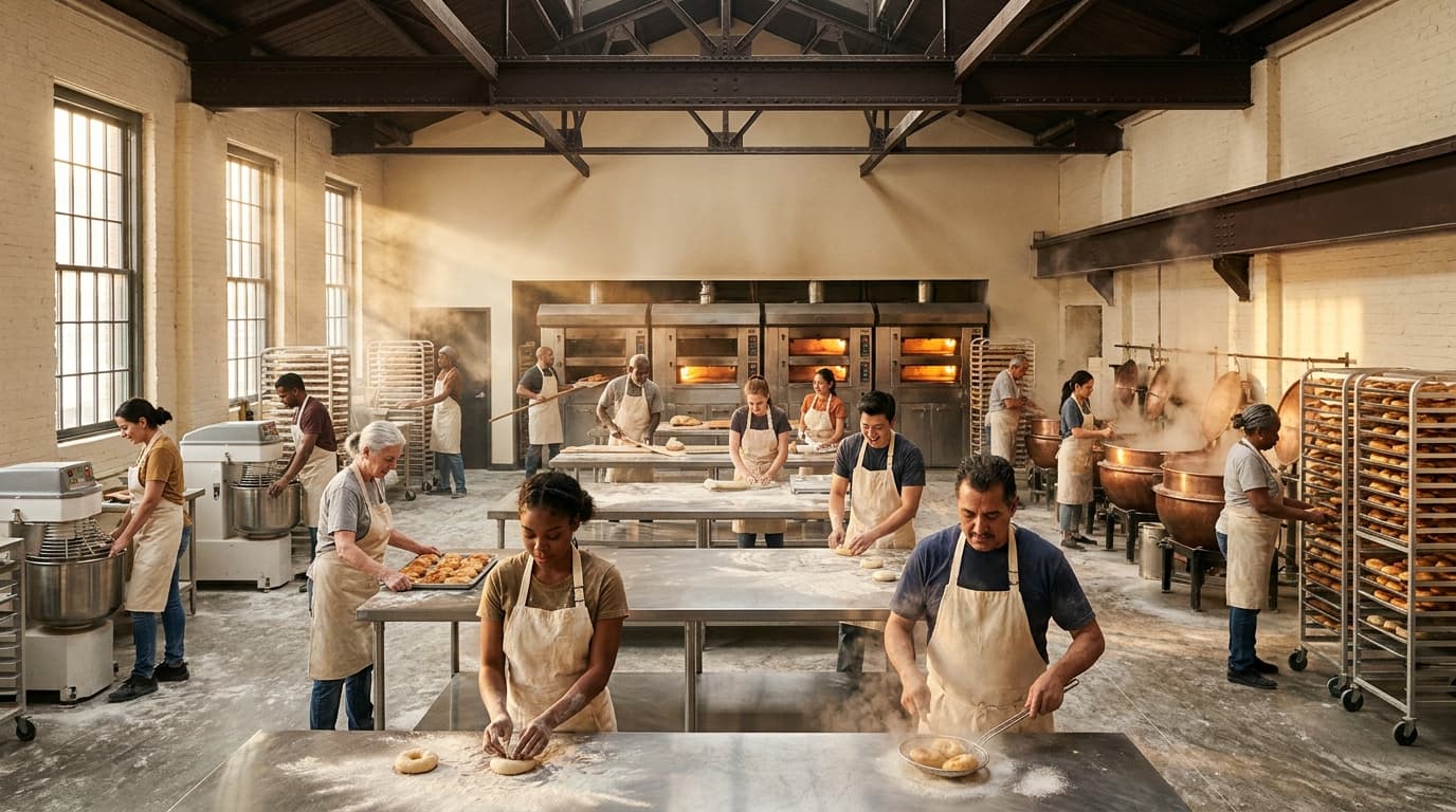 The working basement bagel factory